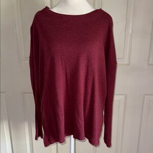 Pact Burgundy Organic Cotton High-Low Split Hem Sweatshirt